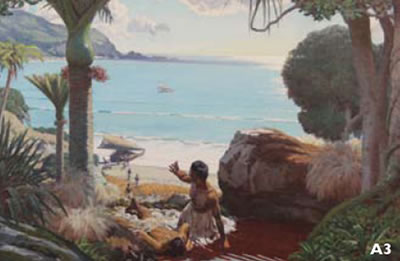 Marcus King : The Arrival - Maori canoes landing at Wellington .