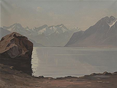 Ami Ferdinand Duplain : 'Bord du lac Léman'