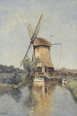 Paul Joseph Constantin Gabriel : Windmühle bei einem Kanal