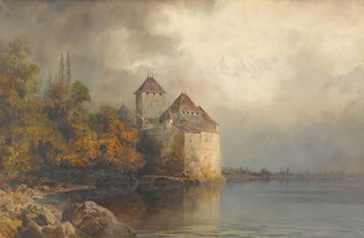 Arthur Croft : Herbstliche Ansicht des Château de Chillon