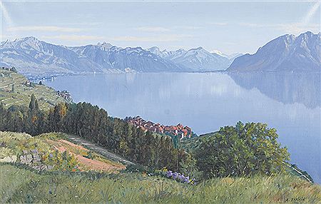 Albert Duplain : Blick auf Grandvaux und den Genfersee.