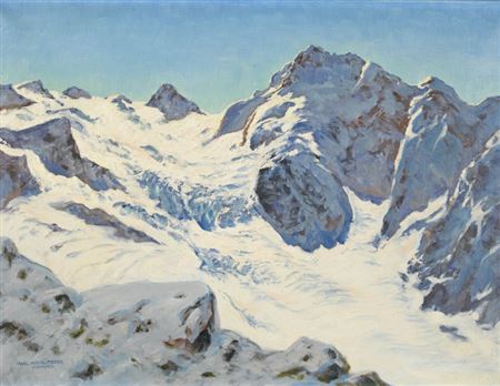 Franz Hienl-Merre : Blick auf Pointe de Zinal und Dent Blanche.