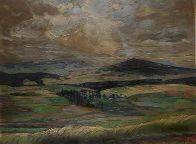 Karel Nejedly : A Landscape with a Hamlet