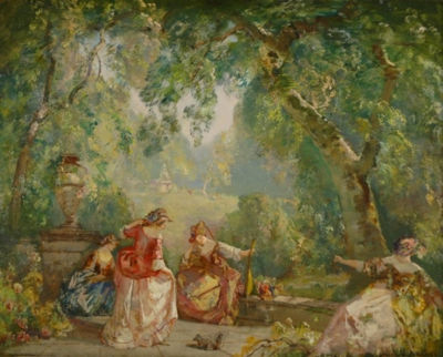 Frederick Ballard Williams : Elegant Women in a Garden Setting