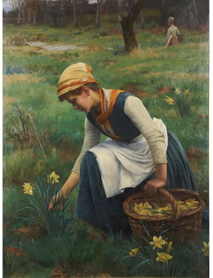 William Banks Fortescue : Picking Daffodils