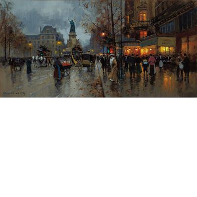 Edouard Leon Cortes : Paris, La Place de la Republique