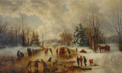 William Charles Anthony Frerichs : Winter Landscape with Skaters