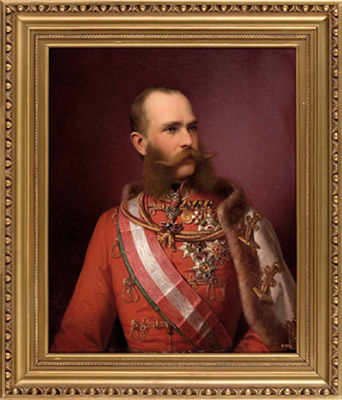 Franz Russ II : 'Brustbild von Kaiser Franz Josef in ungarischem Königsornat im Jahr 1867'