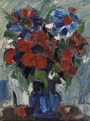 Franz Lettner : 'Stillleben mit Mohnblumen in Vase'