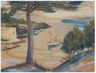 Gwen Knight : Mediterranean Bay with Boat