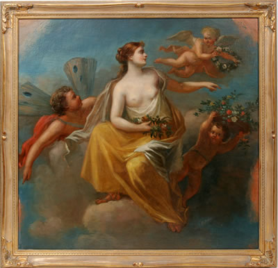 Eduardo Tojetti : MYTHOLOGICAL SUBJECT: WOMAN WITH CHERUBS