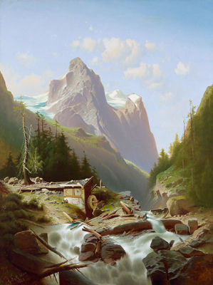 Anton Pick : Mountain Lanscape with Running Stream