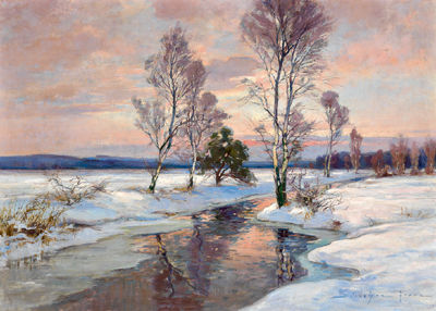 Franz Schreyer : Winterabend am Moorbruch (winter evening at Moorbruch)