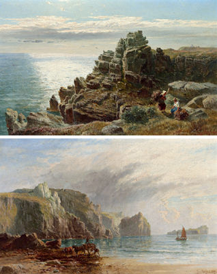 John Mogford : Muschelsammler an der Küste bzw. Holzsammler an der Küste (pair)