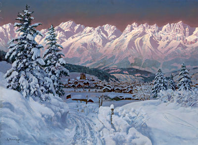 Alois Arnegger : View of Kitzbühel in Winter