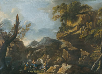 Anton Faistenberger : Mountainous landscape with the Flight into Egypt