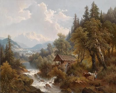 Joseph Jacob Burgaritzky : 'The Schneealm seen from Karlsgraben, Styria'