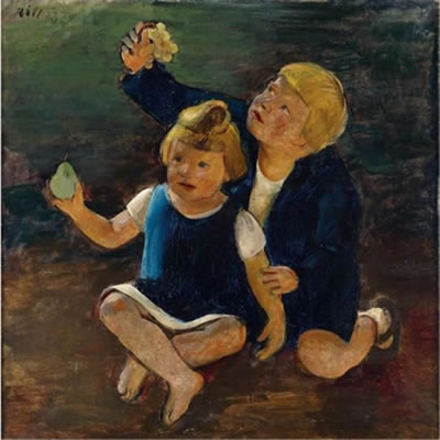 Ferdinand Kitt : Two children with fruit