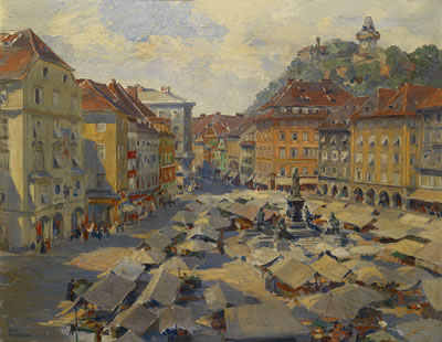 Ferdinand Pamberger : Market in Graz