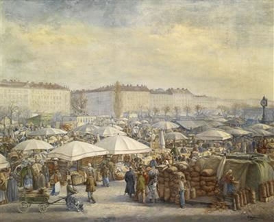 Carl Massmann : Hustle and Bustle at the Naschmarkt