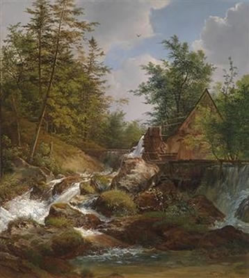 Josef Feid : Mill by a Mountain Stream