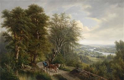 Joseph Jacob Burgaritzky : Large Danube Landscape with view of Nussdorf