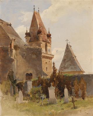 Carl Lafite : View of the Church in Perchtoldsdorf