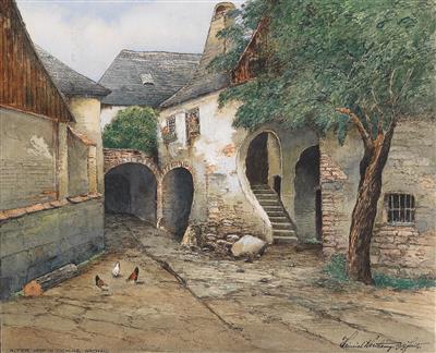 Heinrich Wertheim : 'Alter Hof in Joching, Wachau' (an old yard in Joching in the Wachau valley)