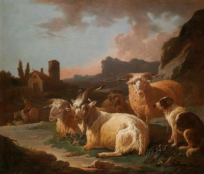 Philipp Peter Roos : Two southern landscapes with goats and sheep (2)