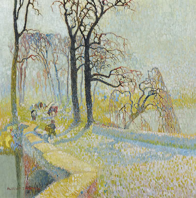 Albert Saverys : SHEPHERD NEAR THE BRIDGE AT THE OOIDONK CASTLE (CA. 1912-1916)