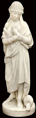 Pasquale Romanelli : CARVED MARBLE FIGURE OF LADY AND VASE