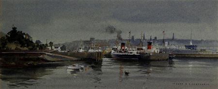 John Hobson Nicholson : Steam ships in harbour