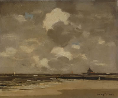 Joop Kropff : Beach of Scheveningen with the Kurhaus hotel in the background