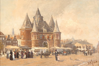 Hendrik Willebrord Jansen : A view of the Nieuwmarkt