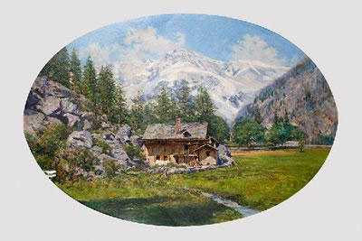 Carlo Pellegrini Jr : Paysage de montagnes en été