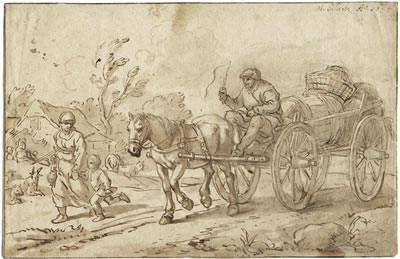 Matthias Scheits : Bauernfamilie mit dem Pferdewagen