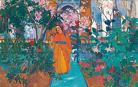 Suzanne Drouet-Cordier : Jeune femme au jardin, Fez