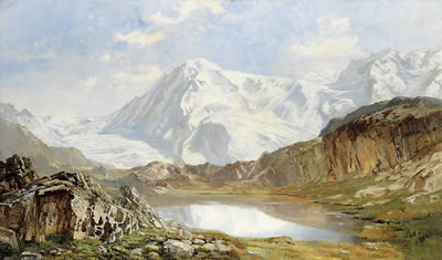 Jules Jequier : 'Le Lyskamm et le lac du Riffel'