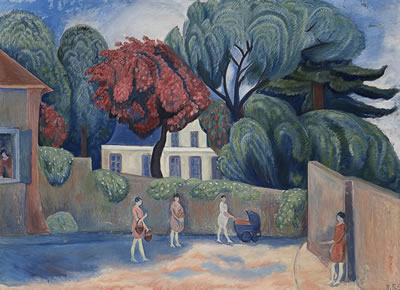 Rudolf Thygesen : Women in town street, Palaiseau