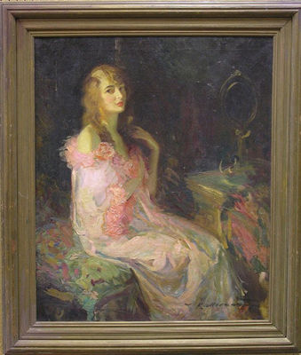 Walter G Ratterman : Woman in a Pink Robe (1924)