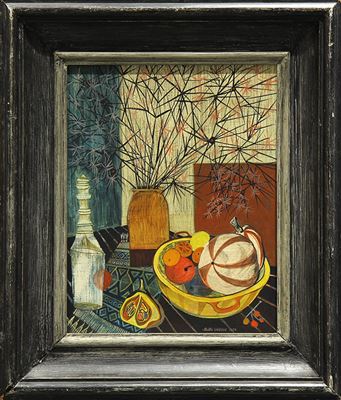 Ellen Lanyon : Still Life of Fruit, Flowers and Pitcher, 1952