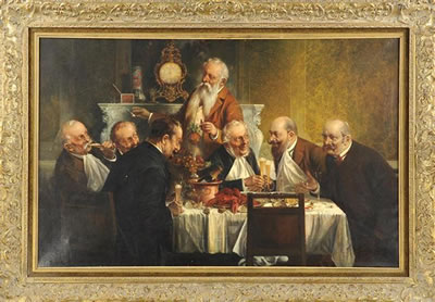 Hans August Lassen : Seven elderly men at the feast