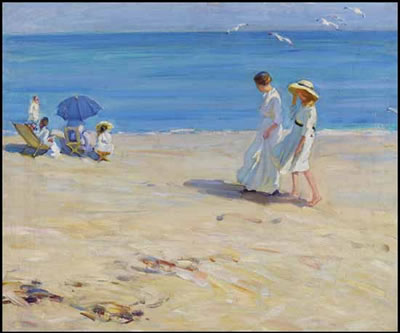 Helen Galloway McNicoll : The Blue Sea (On the Beach at St. Malo)