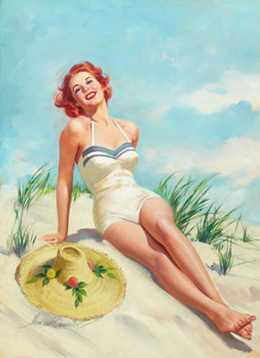 Howard Connolly : Girl on Beach, Rato cover and calendar, ad illustration