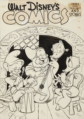 Walt Kelly : Walt Disney's Comics and Stories #45 Cover Original Art (Dell, 1944)