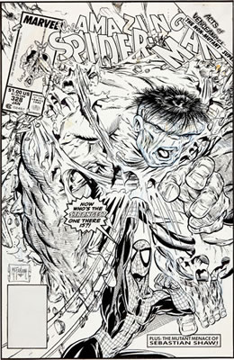 Todd McFarlane : The Amazing Spider-Man #328 Cover Original Art (Marvel, 1990).