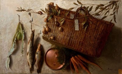 Augusto Ferri : Straw Basket with Fish