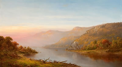 Charles Wilson Knapp : Mountain River Scene (Autumn of the Hudson)