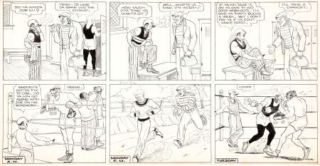 Hammond Edward (Ham) Fisher : Ham Fisher Joe Palooka Sunday Comic Strip Original Art dated 9-24-32