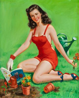 Marshall Dawson (Mark) Miller : Pin-Up in the Garden, calendar illustration